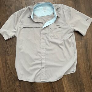 Huk Men's Light Gray Casual Button Down Shirt